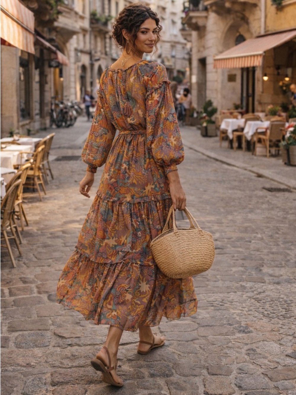 NWT CHUFY Khuyana Memories of Peru Printed Boho Cotton-Silk Maxi Dress Size M - Picture 2 of 15